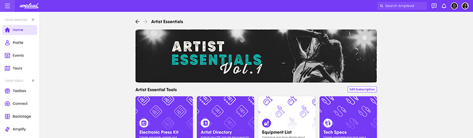 Artist Essentials - Sample Dashboard